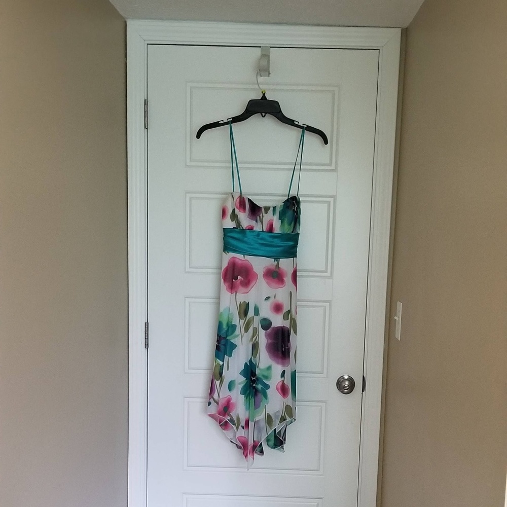 Asymmetrical Watercolor Print Dress